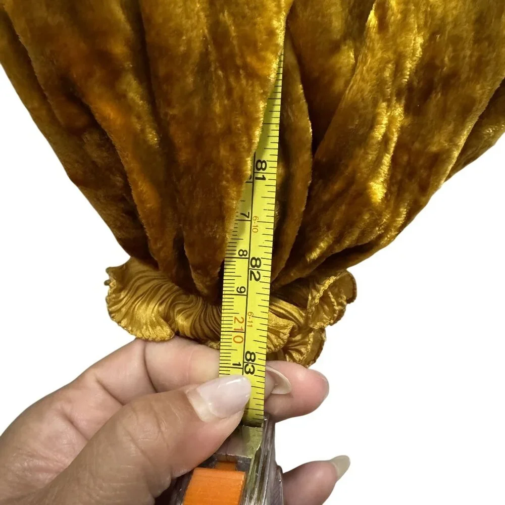 Vtg Unbranded Gold Crushed Velvet TasselShawl Wrap Cape Boho Opera Evening Stole - Picture 10 of 10
